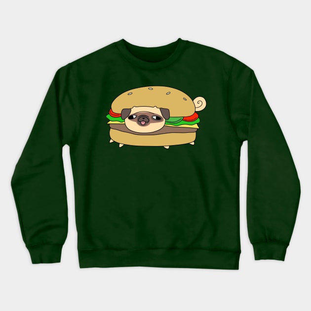 Half Pug Half Burger Crewneck Sweatshirt by saradaboru